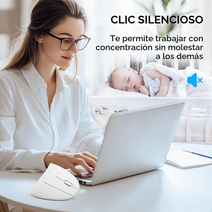 Ratón ergonómico TECKNET, 4800 DPI inalámbrico Bluetooth vertical,...