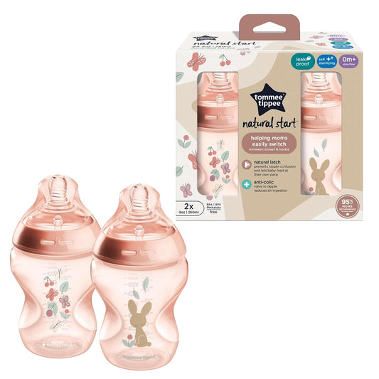 Tommee Tippee Biberones Natural Start, anticólicos, 0m+, 9oz | Paqu...