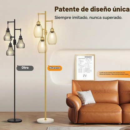 Lámpara de pie regulable, 3 x 800LM bombillas LED incluidas, lámpar...