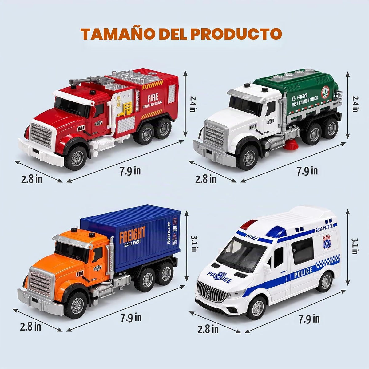 BOFIDAR Paquete de 4 camiones de bomberos y vehículos urbanos de ju...