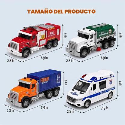 BOFIDAR Paquete de 4 camiones de bomberos y vehículos urbanos de ju...