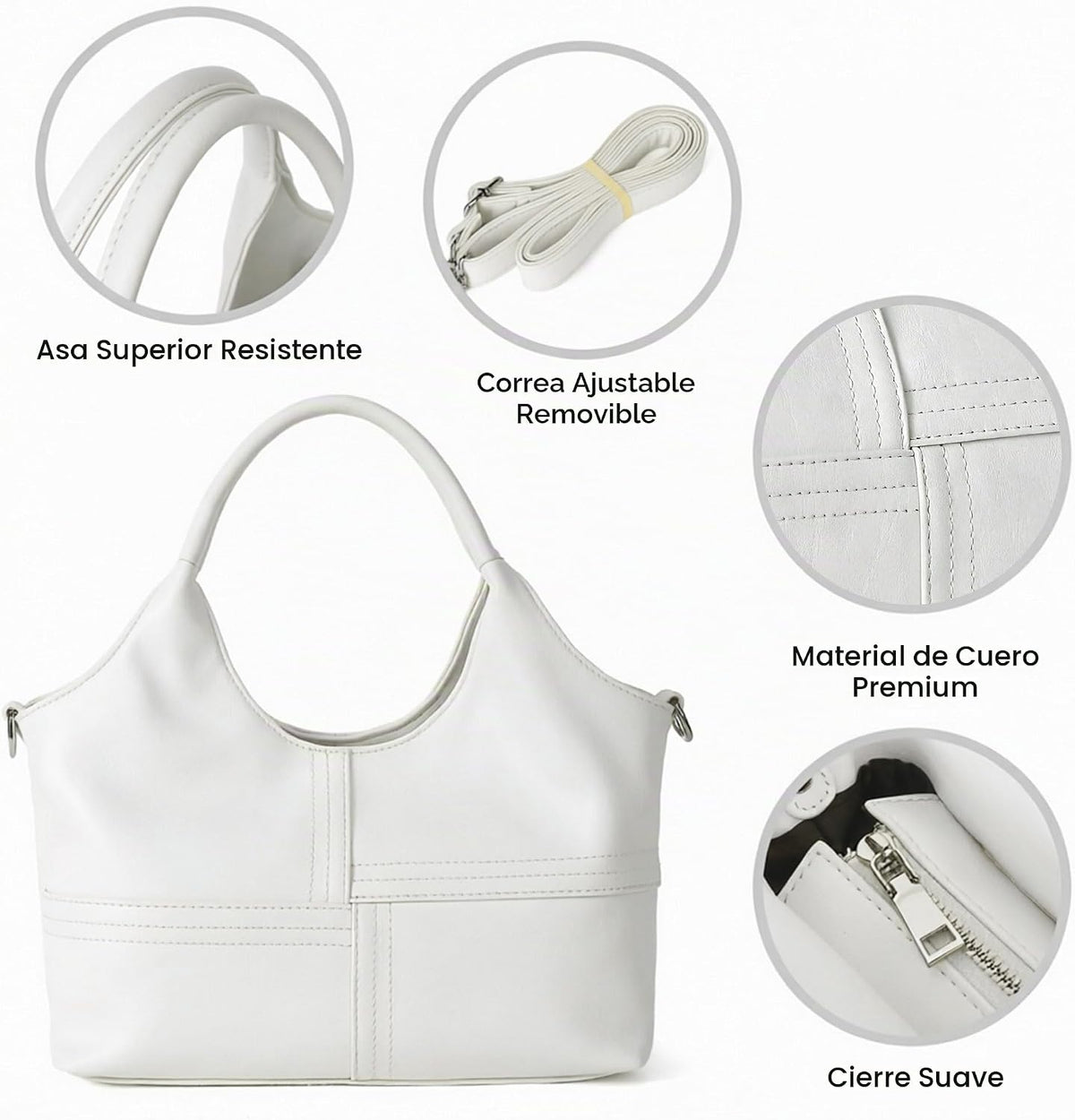 KOGTLA Bolsos de cuero vegano para mujer con correa de bandolera de...