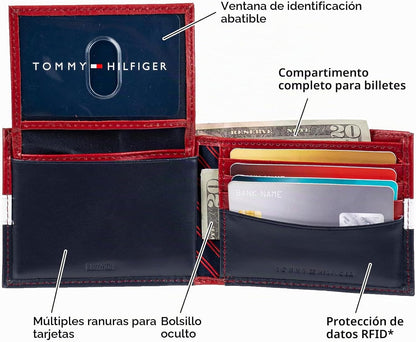 Tommy Hilfiger Cartera Passcase para hombre con ventana de identifi...