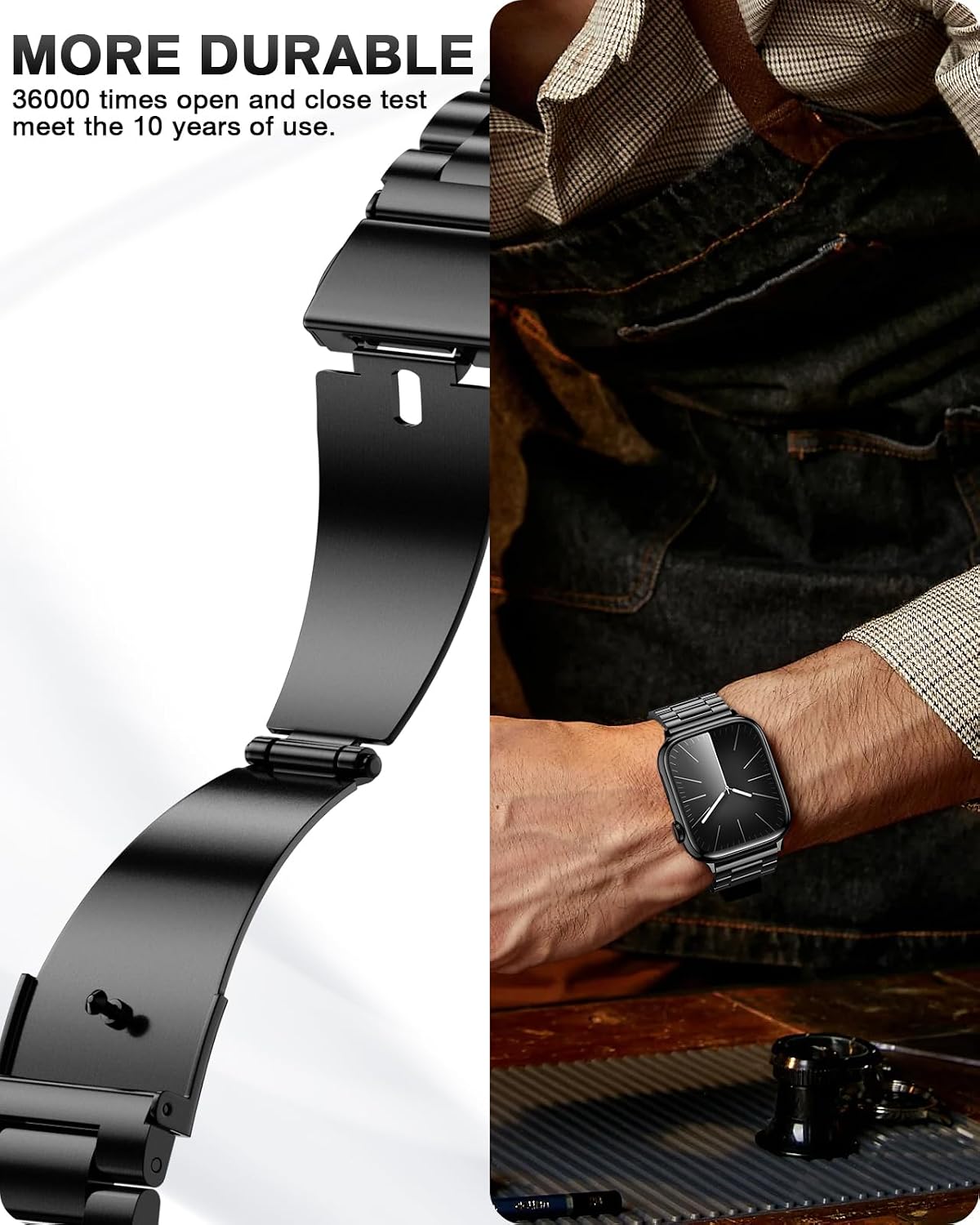 EPULY - Correa de metal compatible con Apple Watch para hombres, no...