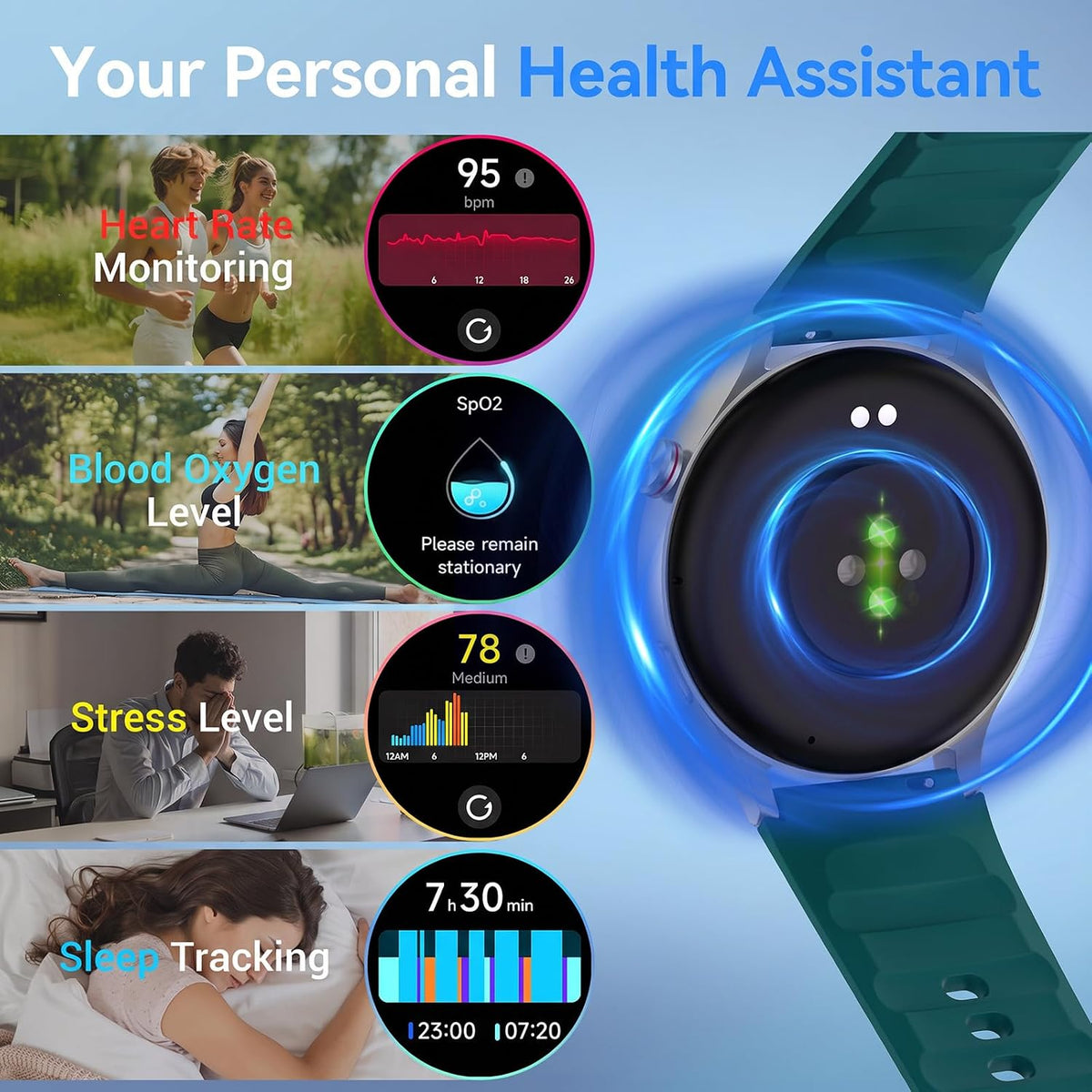 Fitpolo Reloj inteligente para hombres y mujeres, rastreador de act...