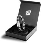 SERASAR | Pulsera de cuero genuino de primera calidad [acero] para...