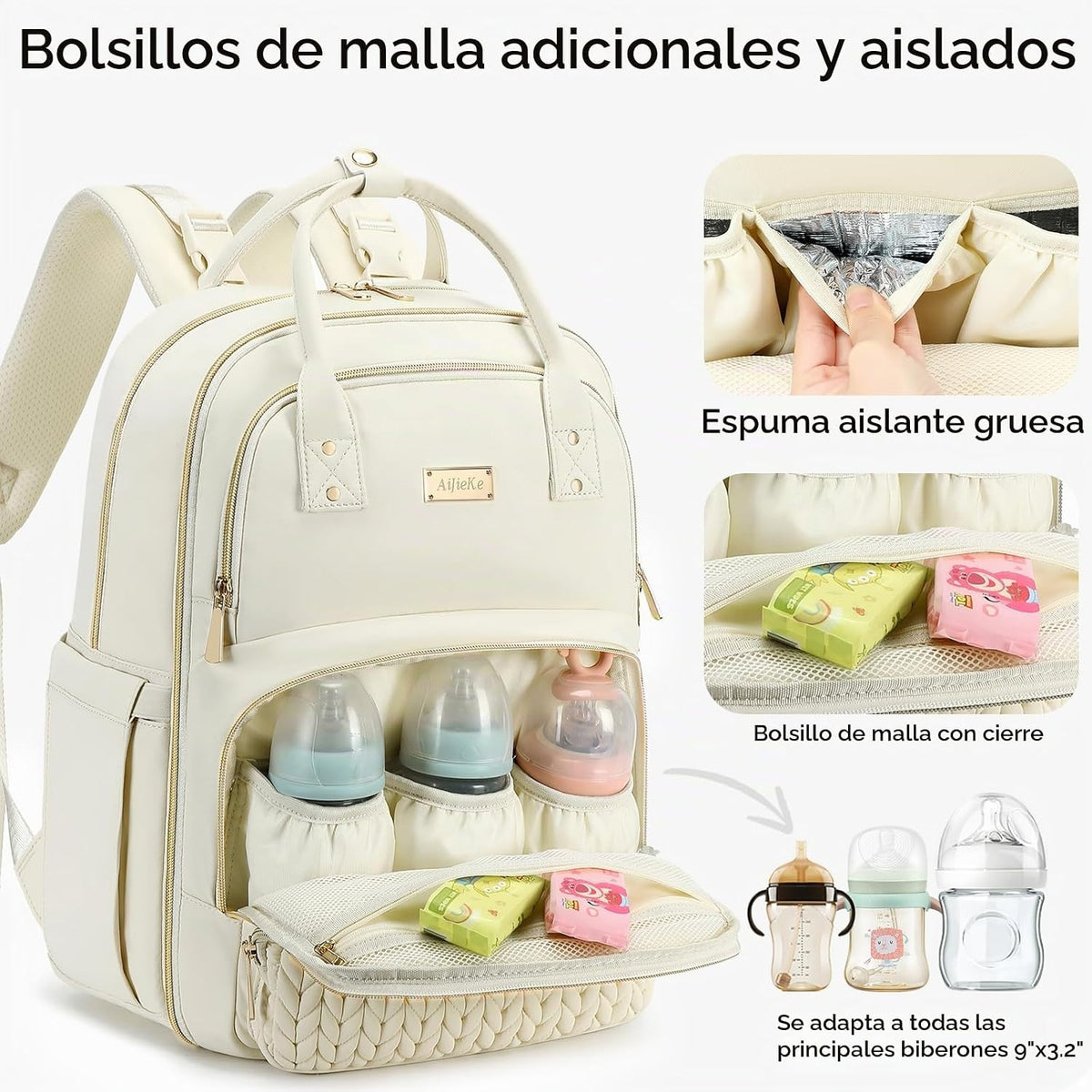 AIJIEKE Mochila para pañales, Mochila para pañales multifuncional g...