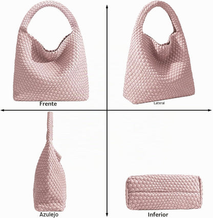 Bolso de mano de mujer con asa superior de cuero vegano tejido a ma...