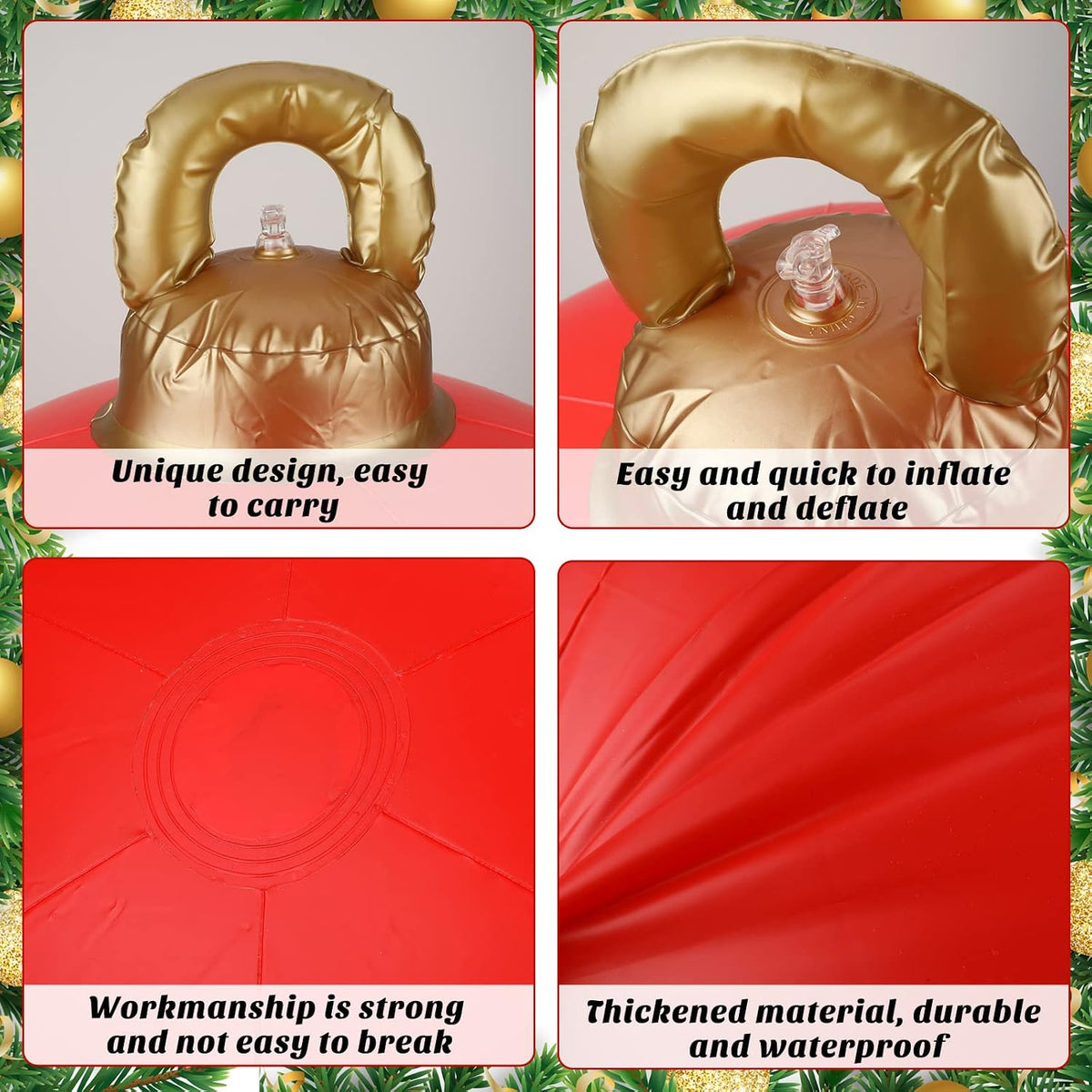2 bolas inflables gigantes de PVC de 32 pulgadas de Navidad (sólido...