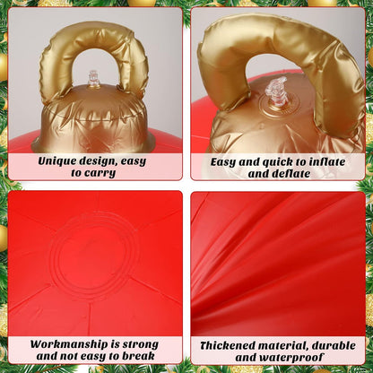 2 bolas inflables gigantes de PVC de 32 pulgadas de Navidad (sólido...