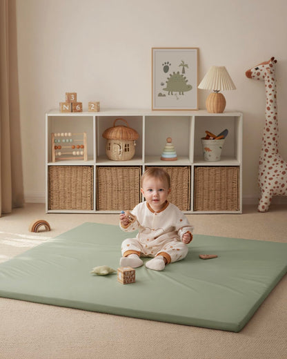 Blissful Diary Alfombra de juego de cuero vegano para bebé, 50"...