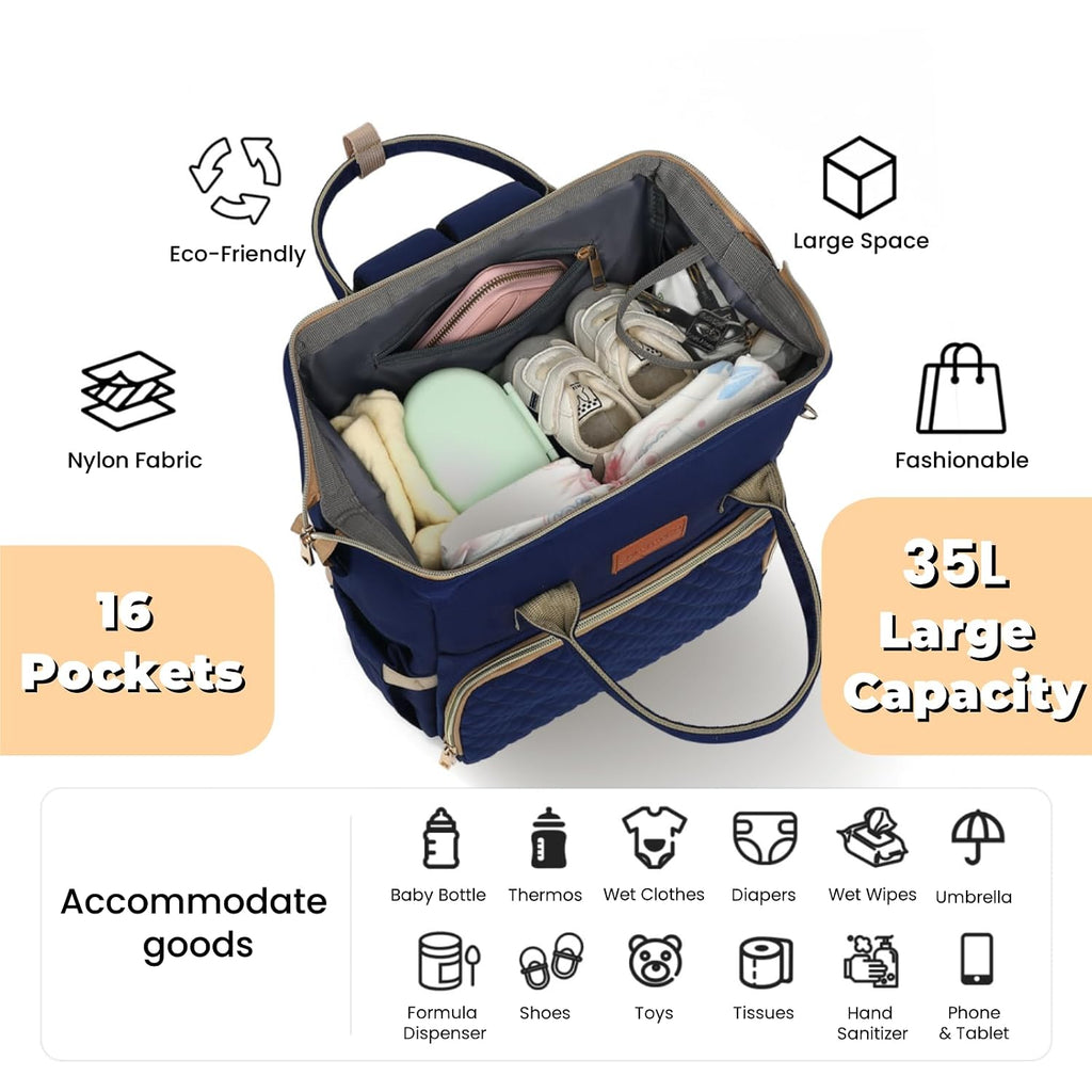 ROSEGIN Mochila para pañales con cambiador, funda para chupete, bol...