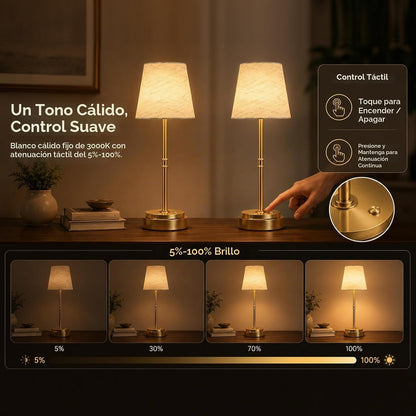 Paquete de 2 lámparas de mesa inalámbricas, lámparas recargables qu...