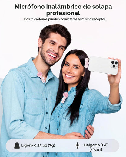 Micrófono de solapa inalámbrico para iPhone, iPad y teléfono Androi...