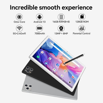 Tablet Android de 10 pulgadas, 16 GB + 128 GB, 2 en 1 plateado con...