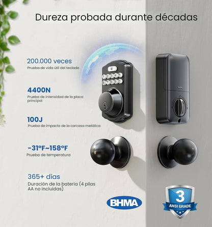 Veise KS01C Cerradura de puerta de entrada sin llave con perillas |...