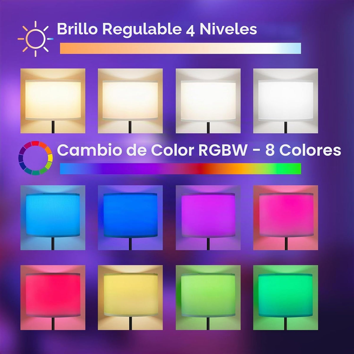 Ambimall - Lámpara de pie para sala de estar con bombilla inteligen...