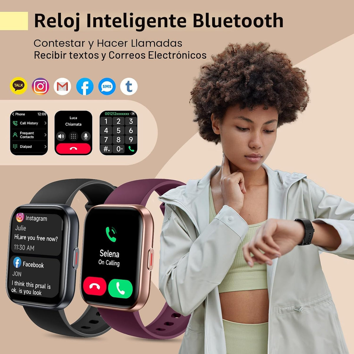 Reloj inteligente para mujeres\/hombres, compatible con Android y i...