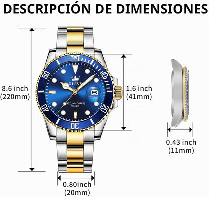 OLEVS Relojes de lujo para hombres grandes de acero inoxidable resi...