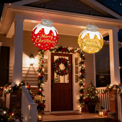 3 adornos navideños para exteriores, bola iluminada emergente con a...