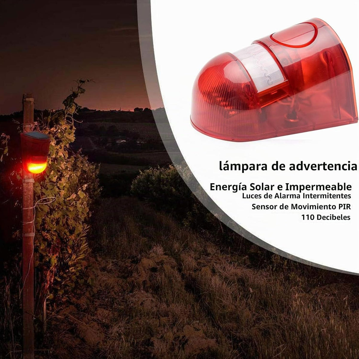 Paquete de 2 sensores de movimiento de alarma solar de sonido y luz...