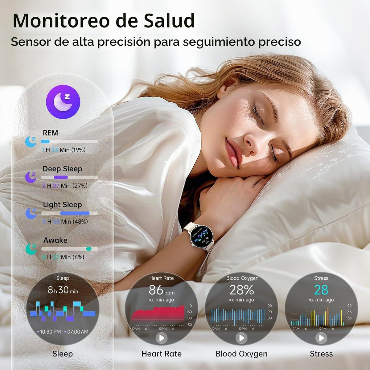 Reloj inteligente para mujer, pantalla AMOLED de 1.27 pulgadas con...