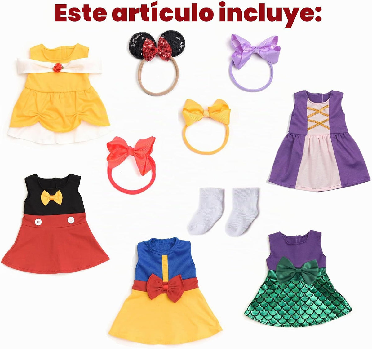 Sweet Dolly Accesorios para muñecas de bebé, 5 ropa de muñeca, traj...