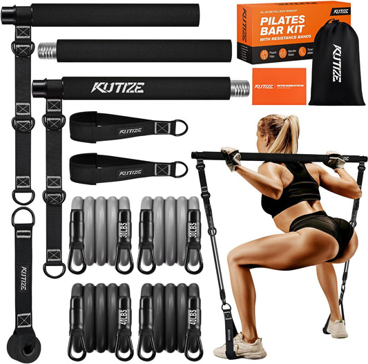 KUTIZE Kit de barra de pilates con bandas de resistencia, equipo de...