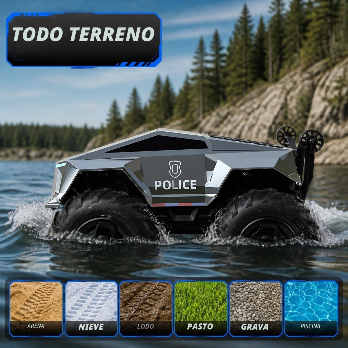 FLYING STAR Auto de control remoto 1:16 con 2 baterías, 4WD imperme...