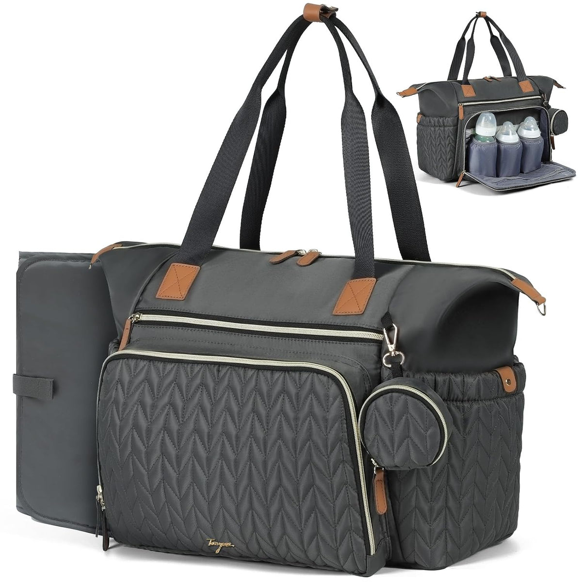 Tonyeee Bolsa Tote de Pañales, Bolsas Grandes para Pañales de Bebé...