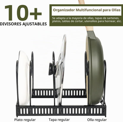 ROOHUA Estante organizador de tapas de ollas y sartenes para debajo...