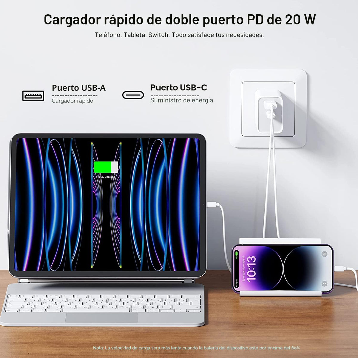 Bloque de cargador USB C, paquete de 3 enchufes de cargador de pare...
