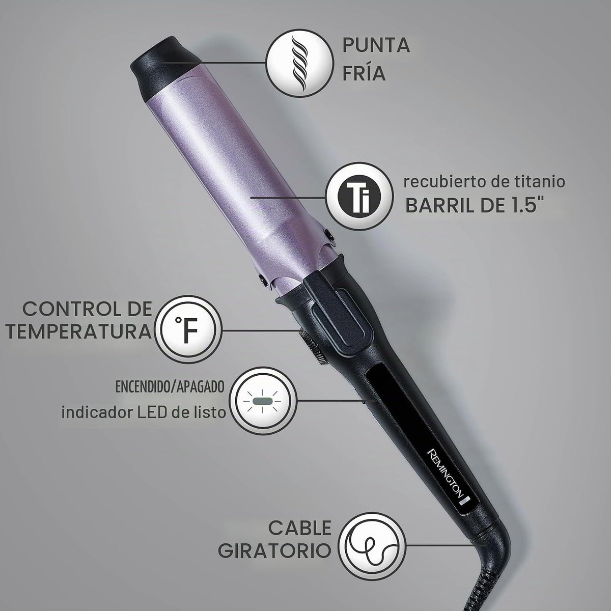 Remington Rizador con clip antiestático de 1.5 pulgadas con protecc...