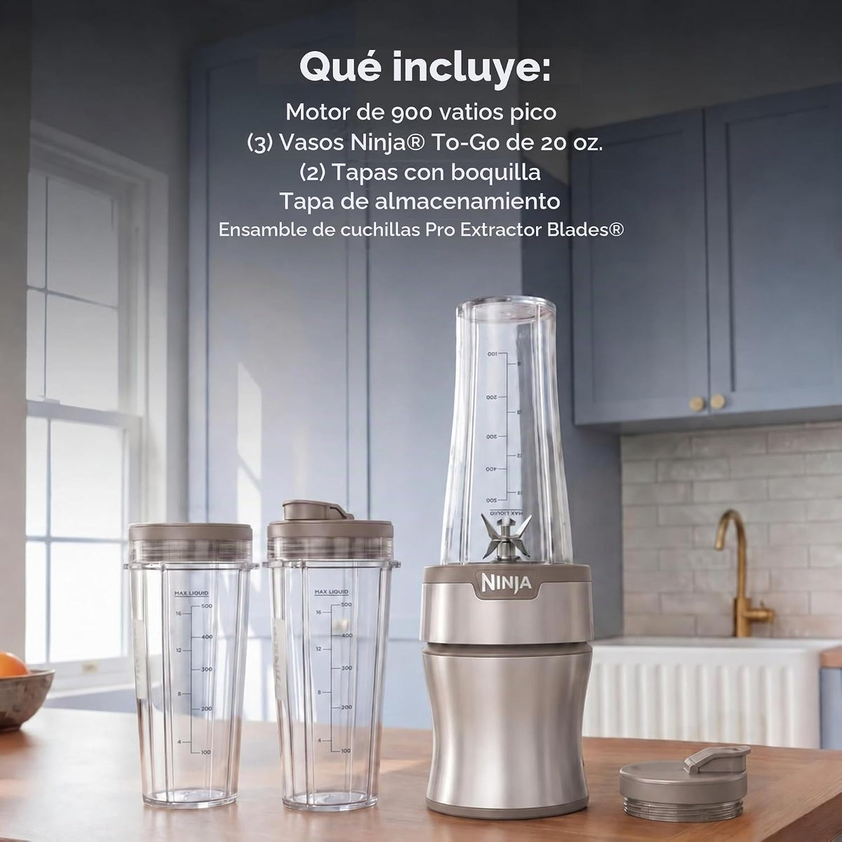 Ninja Nutri-Plus Licuadora personal, 900PW, (3) tazas de 20 onzas,...