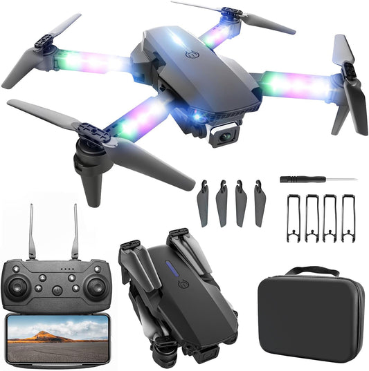 BEZGAR Dron con luces LED y cámara para adultos y niños principiant...