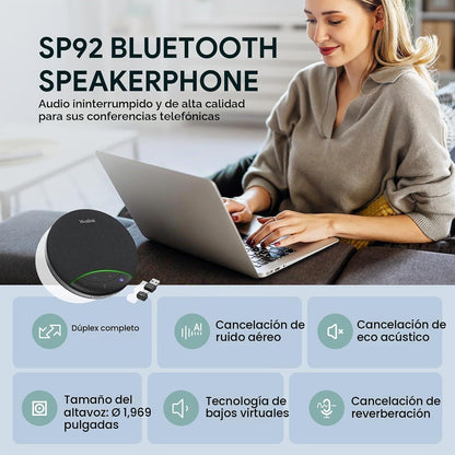 Yealink Altavoz de conferencia Sp92 y micrófono con dongle Bluetoot...