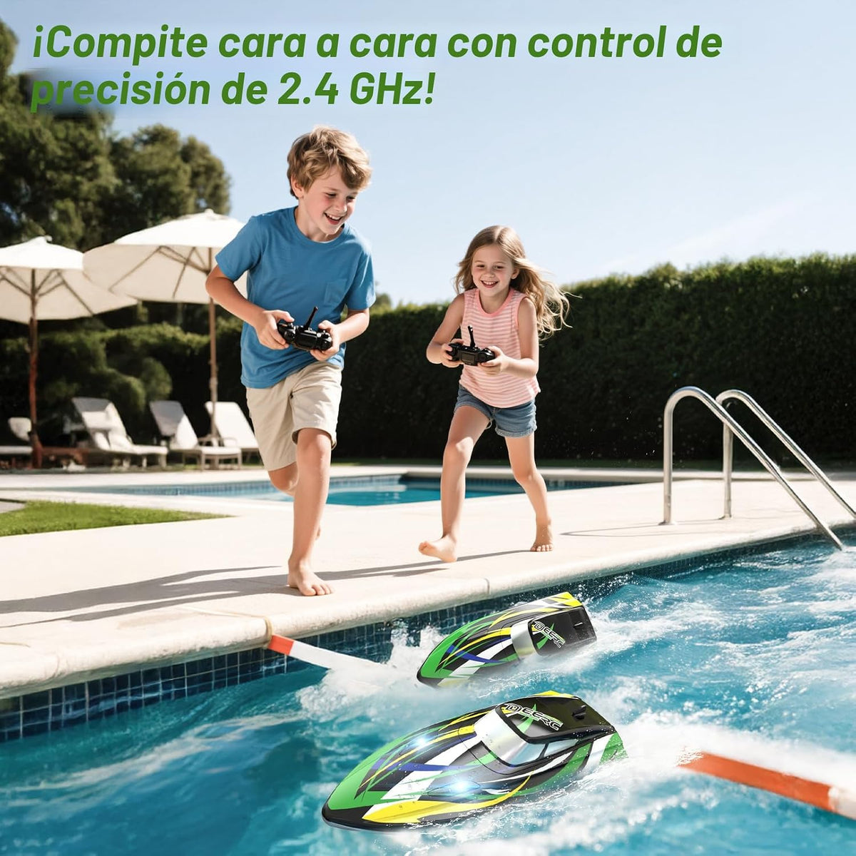 DEERC Barco RC rápido para niños, más de 20 MPH, recuperación de vu...