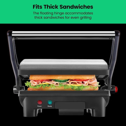 Chefman Panini RJ02-180 parrilla de presa y sandwichera gourmet con...