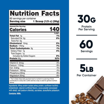 Nutricost - Aislado de proteína de suero (Mocha) 5 libras - Sin glu...