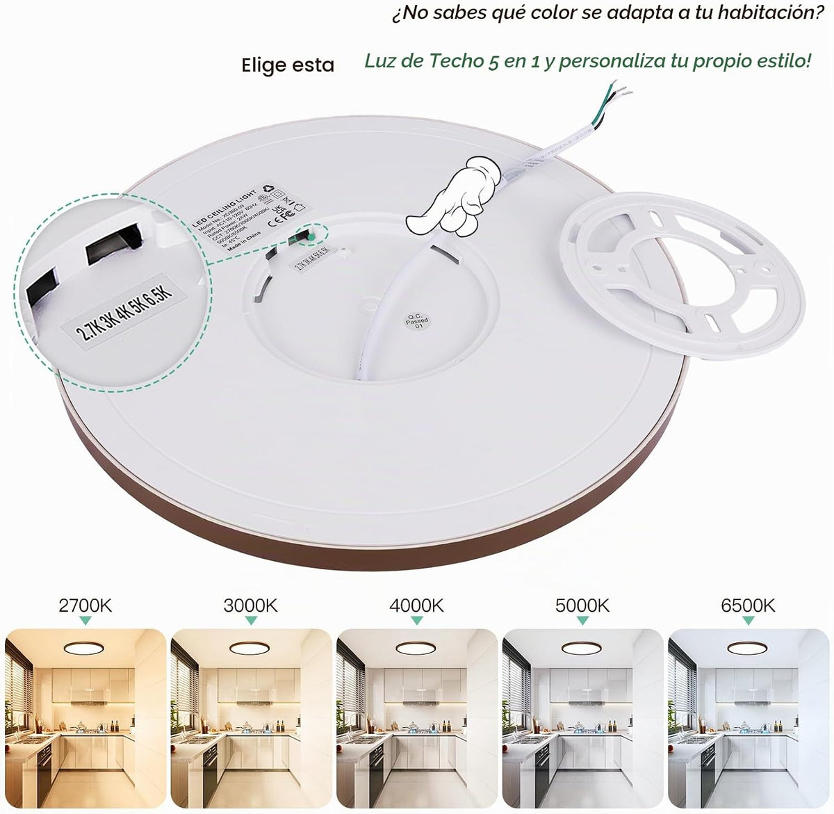 Brightever Lámpara LED de techo empotrada bronce aceitado, 24 W, 32...