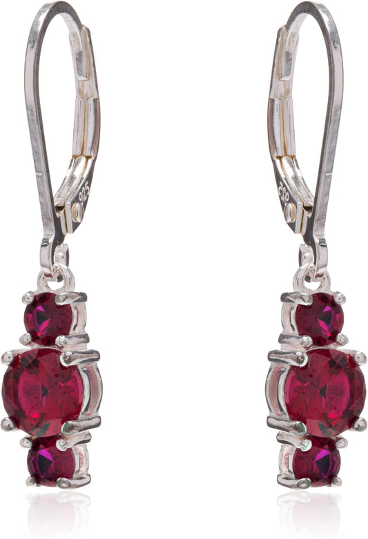 Amazon Essentials Aretes colgantes de plata esterlina con piedras p...