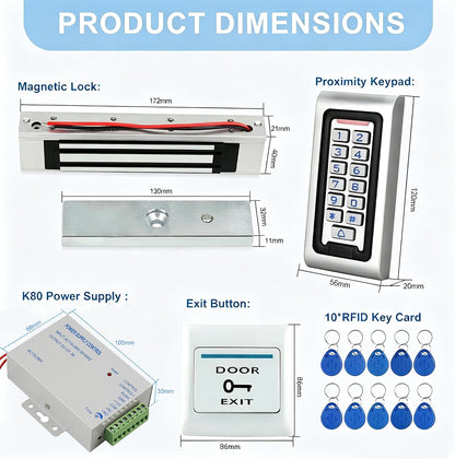 Kit de sistema de control de acceso, cerradura magnética de 180 kg\...