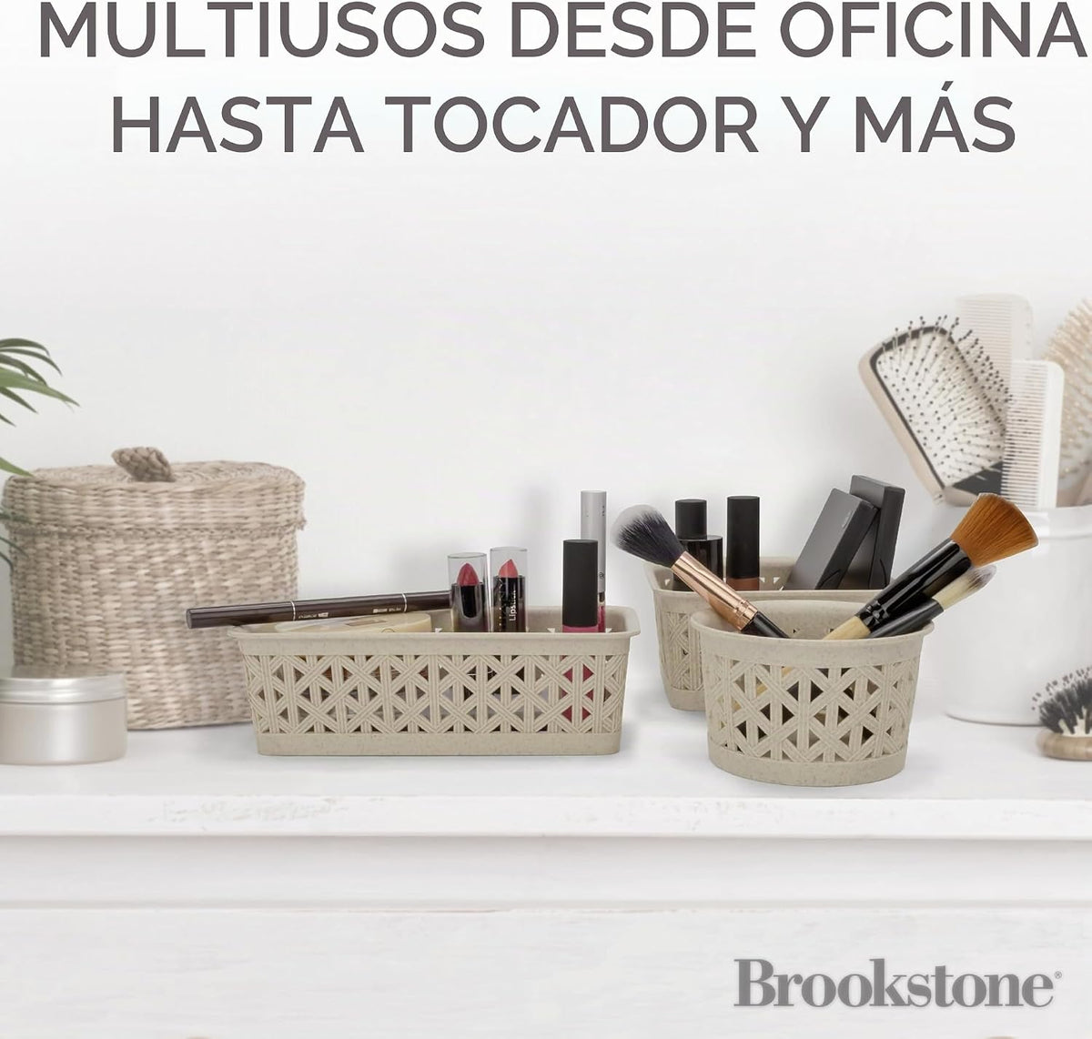 BROOKSTONE, Juego organizador multiusos de 10 piezas, cestas anidab...