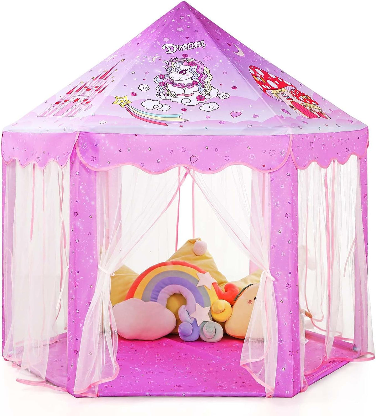 Monobeach Tienda de campaña de princesa para niñas, casa de juegos...