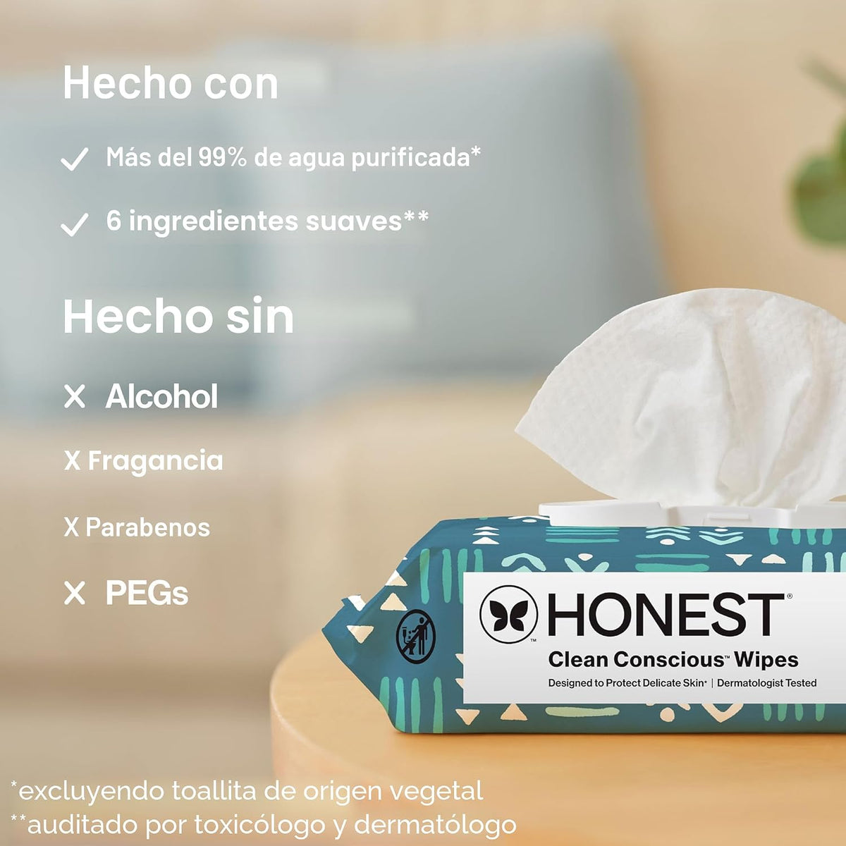 The Honest Company - Toallitas limpiadoras para bebé con 99% de agu...