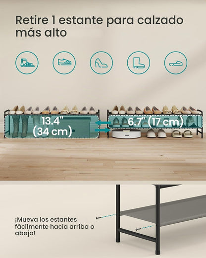 SONGMICS Zapatero largo, organizador de zapatos de 2 niveles, con c...