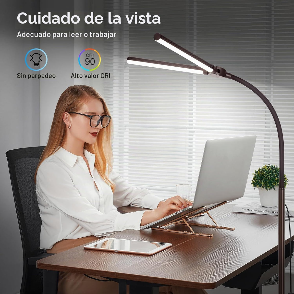 Lámpara de pie, 18 W\/2000 lúmenes, lámpara de pie LED brillante co...