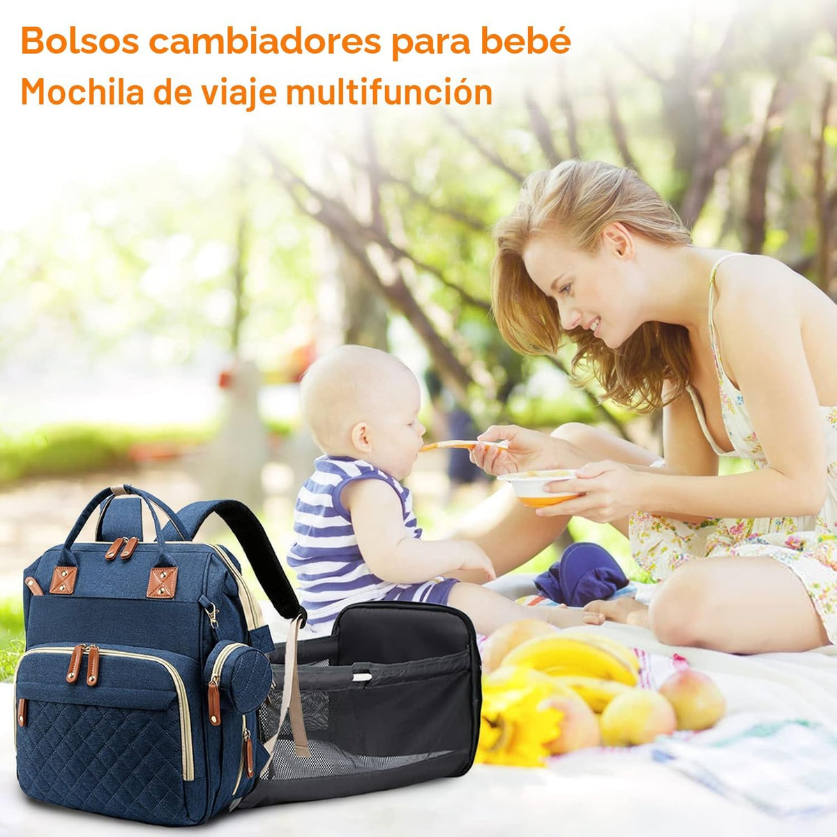 Lamroro - Bolsa de pañales con cambiador, mochila de pañales 3 en 1...