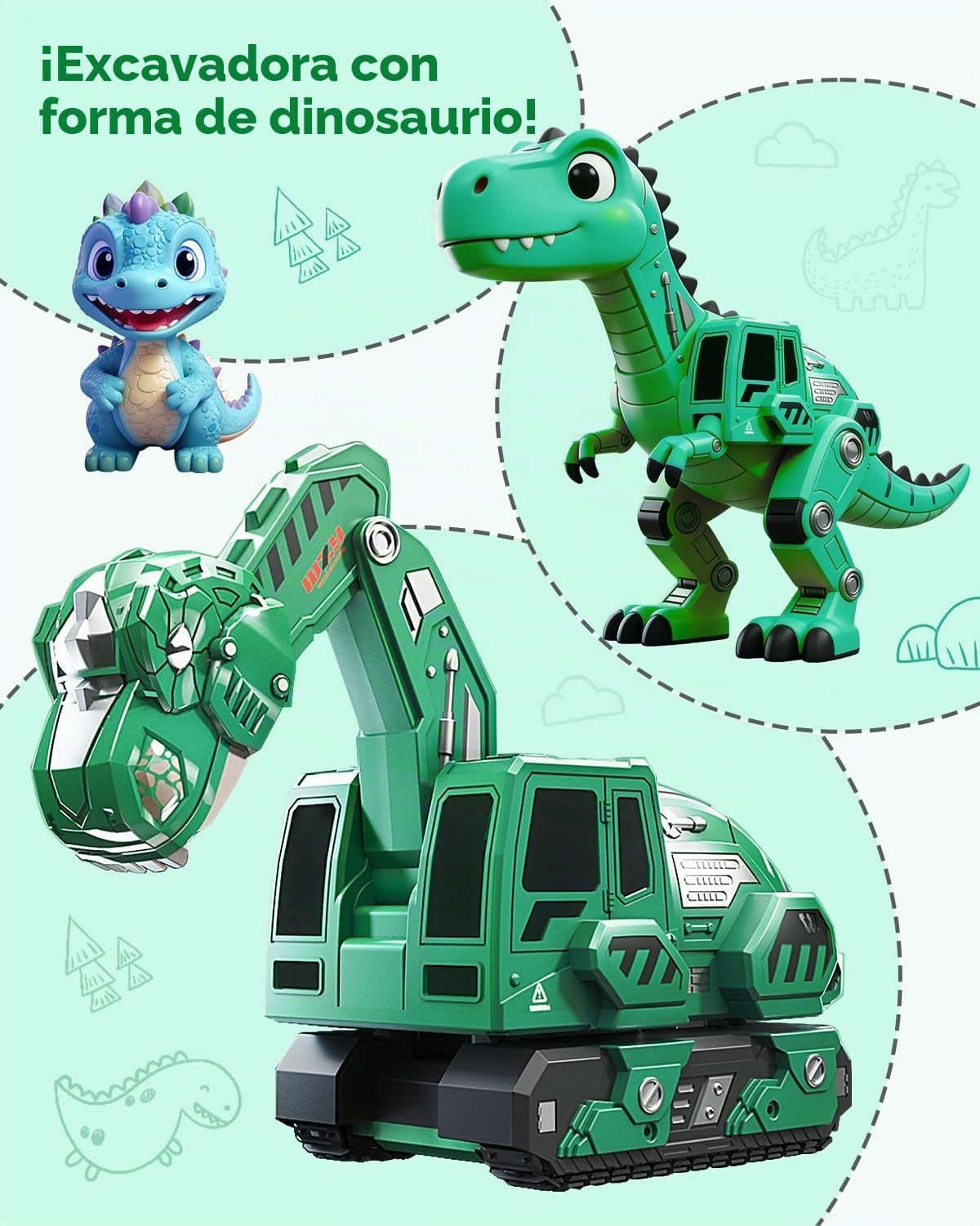 Humzo Excavadora con control remoto para niños de 4 a 7 años, camio...