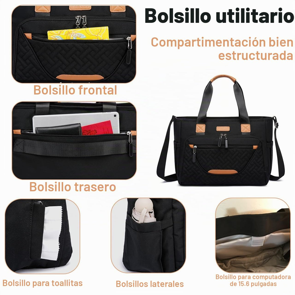 FHELAD Bolsa de pañales para mujer, bolsa de pañales para bebé 16L...